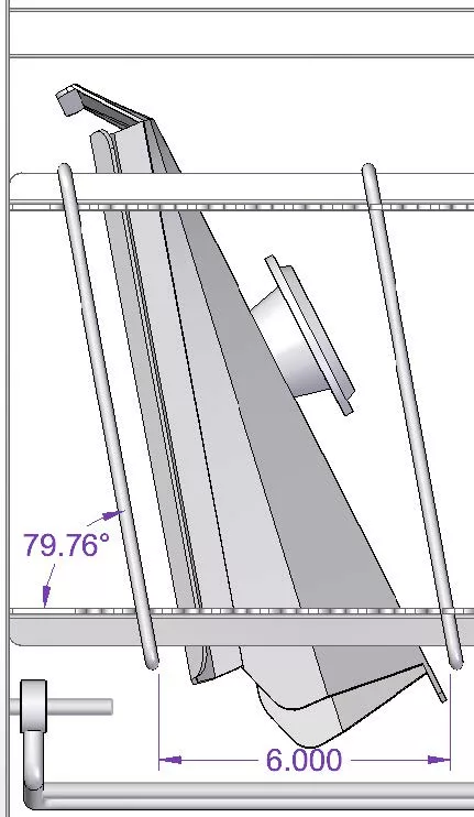 A feeder pan in a wash rack captivation gate.