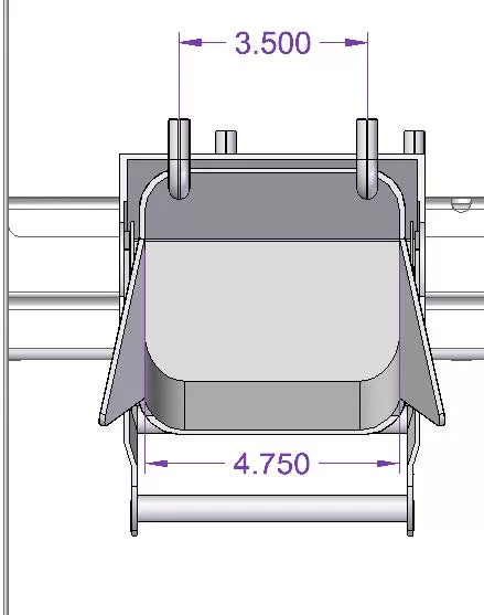Hanger rods inside a weigh hopper.